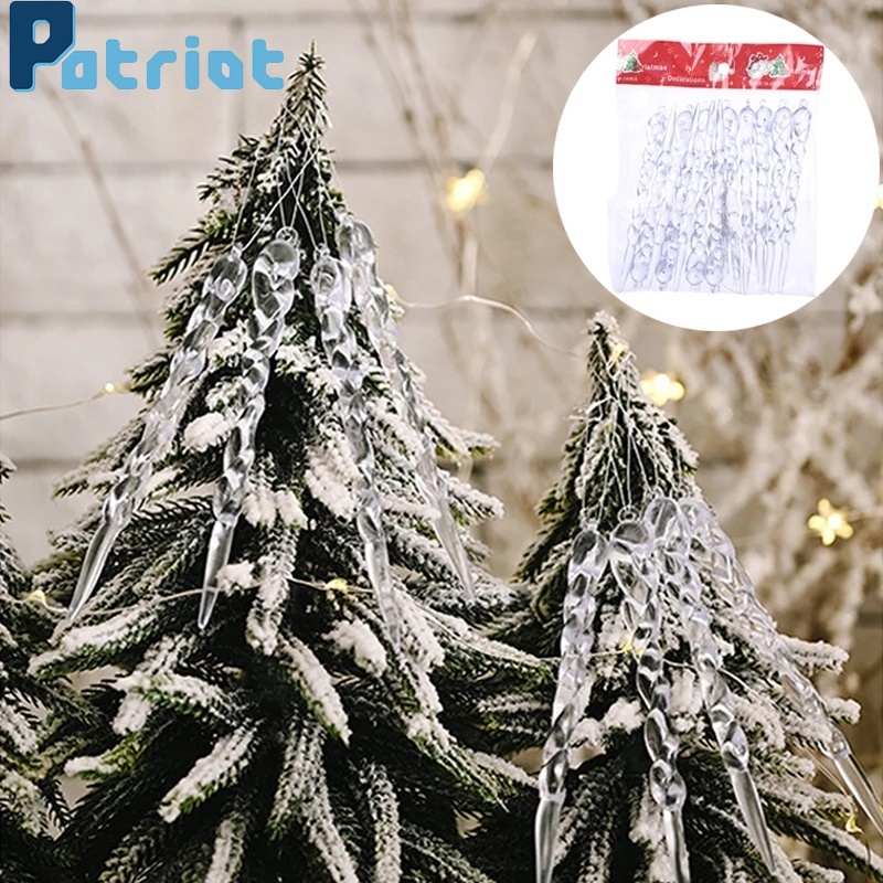 [ 12Pcs/Set Christmas Simulation Icicle Pendant  For Xmas  Hanging Ornaments Tree Home Decoration  ]