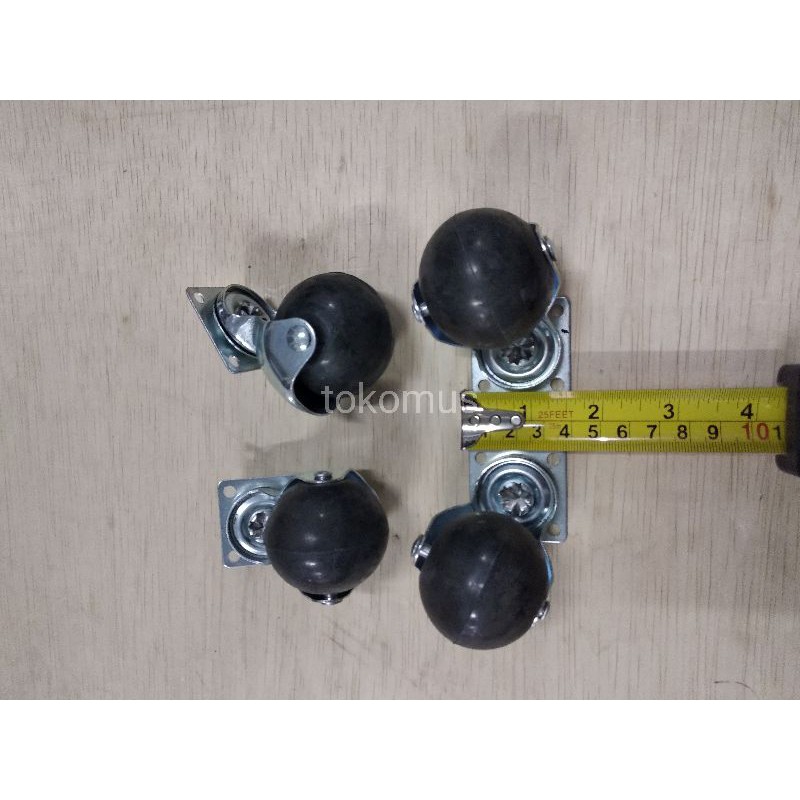 RODA CASTER BOLA BULAT 2&quot; UNTUK LEMARI ETALASE MEJA KURSI RANJANG KULKAS I -SAB HITAM PER PCS