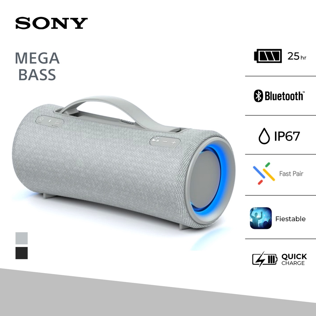 Speaker Sony SRS-XG300 X-Series Speaker Bluetooth Mega Bass Battery Up to 25h For Android &amp; IOS - Grey Portable Wireless Speaker