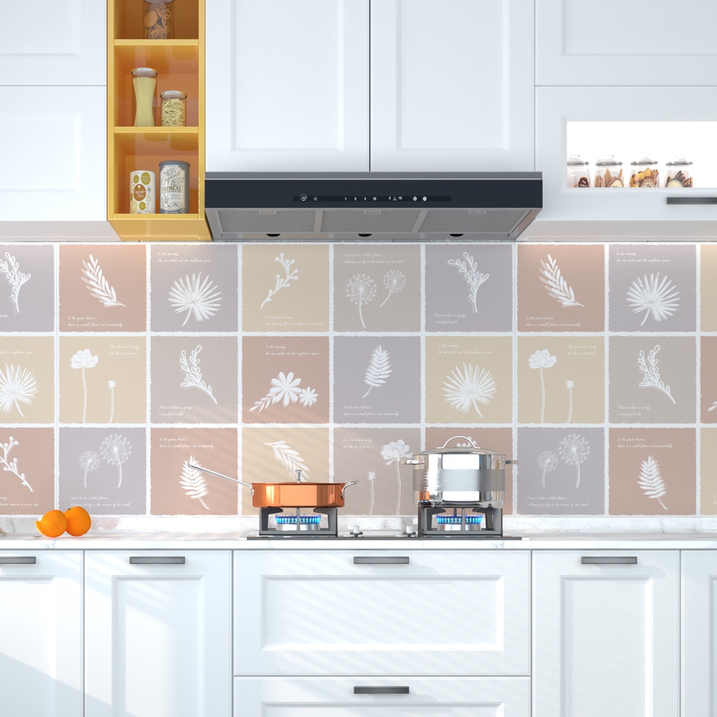 stiker dinding dapur anti air dan minyak motif abstrak kotak kotak 60cm*6M wallpaper / stiker dinding dapur