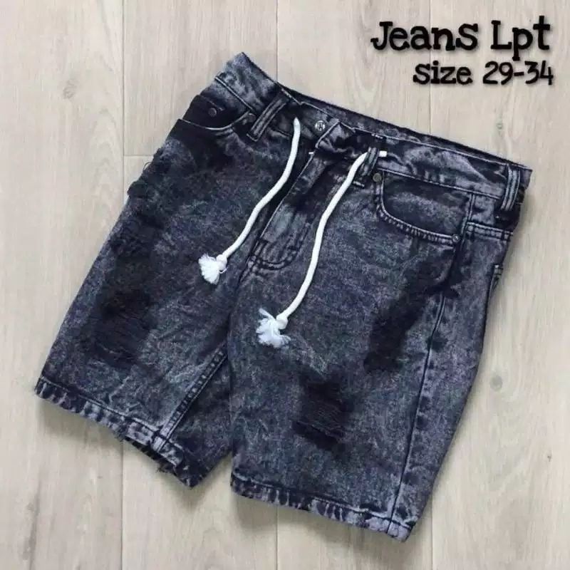 [Bisa COD]Celana Jeans Pendek Sobek Pria Wisker Jeans Pendek Ripped Robek Pria