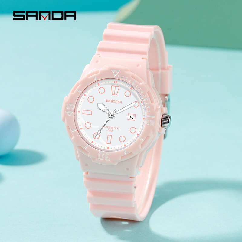 SANDA 6039 Jam Tangan Wanita Analog Tali Rubber Luminous Anti Air WATCHKITE WKOS