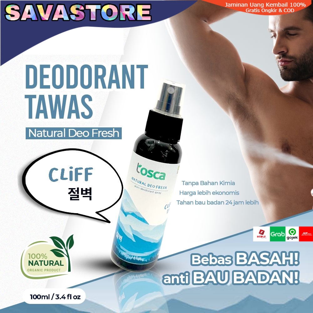 Deodorant Tawas Khusus Pria Tosca Natural Deo Fresh - Deodorant Spray - Ampuh Mencegah Bau Ketiak dan Badan Non Alkohol untuk laki - laki