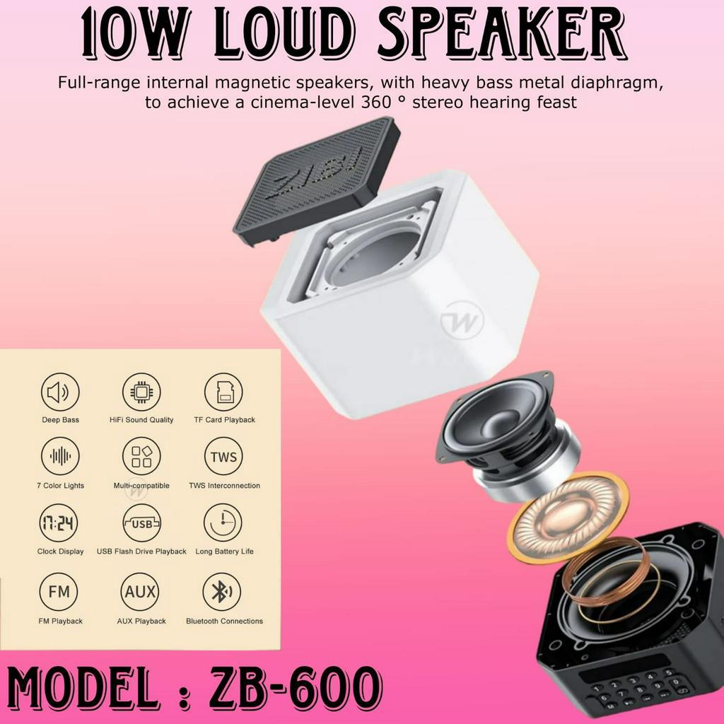 ZIBI ZB600 Speaker Bluetooth Jam Alarm Smart Touch RGB night Light Lamp LED Display ZB-600 Seven Colour