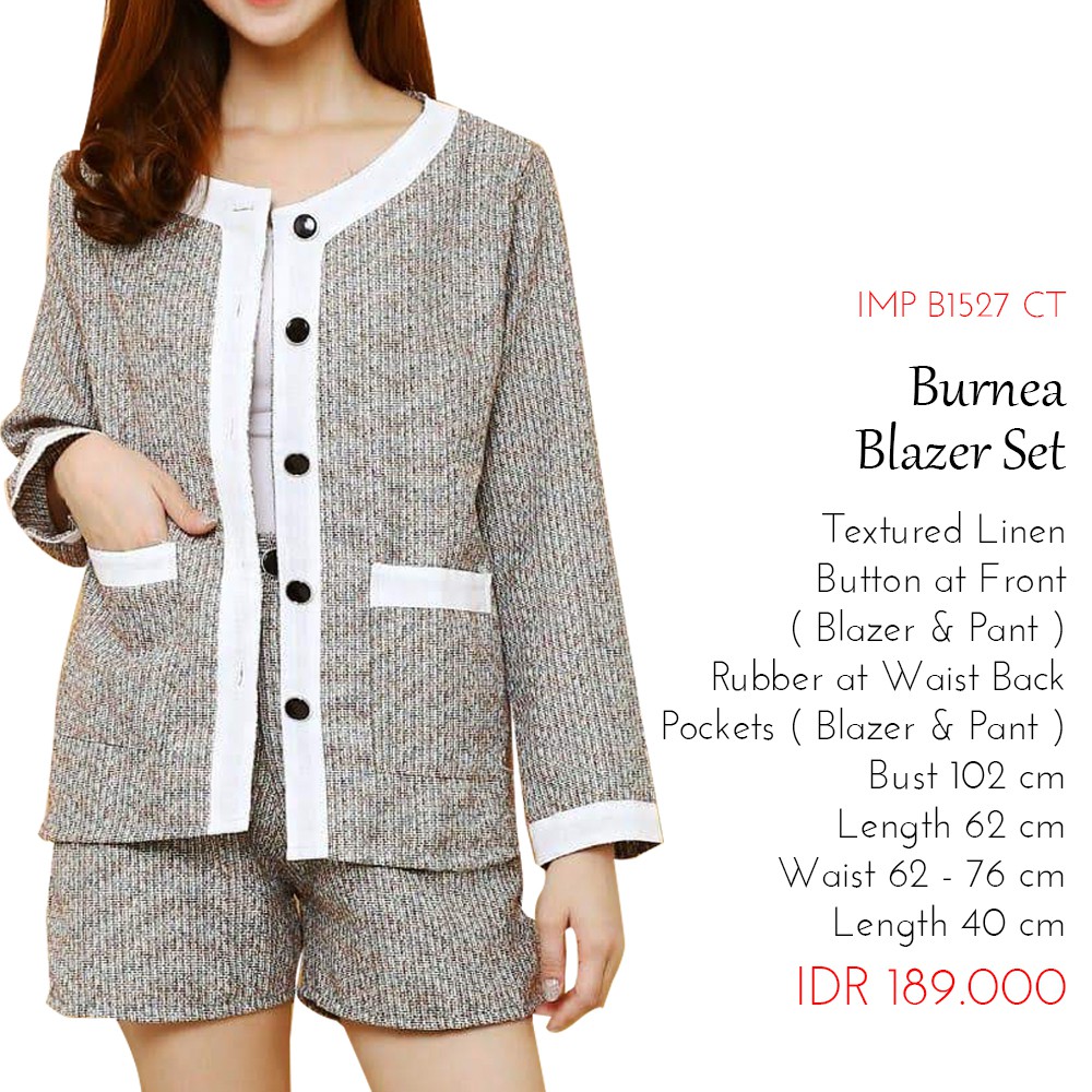 Setelan Wanita Set Celana Pendek Casual - Burnea Blazer Set