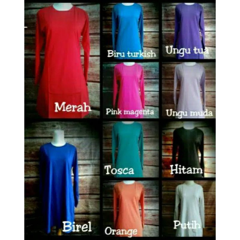 Kaos Polos Wanita/ Cewek Lengan Panjang Warna Orange | Tunik Muslimah | Size S-XXXL