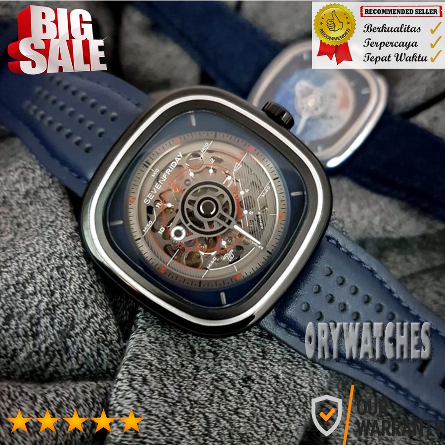 Best Seller Jam Tangan Pria Import Sevenfriday SF T3-01 Automatic Leather 45mm Garansi 1th