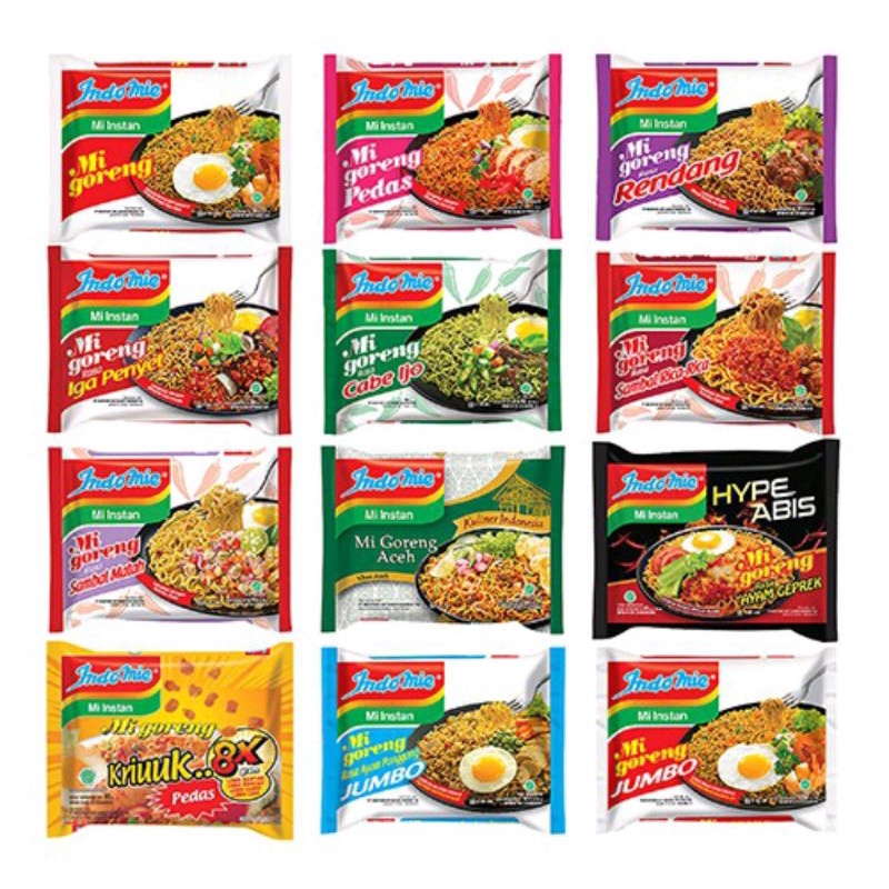 

Indomie Goreng (Pedas / Rendang / Cabe Ijo / Iga Penyet / Rica / Matah / Aceh / Geprek