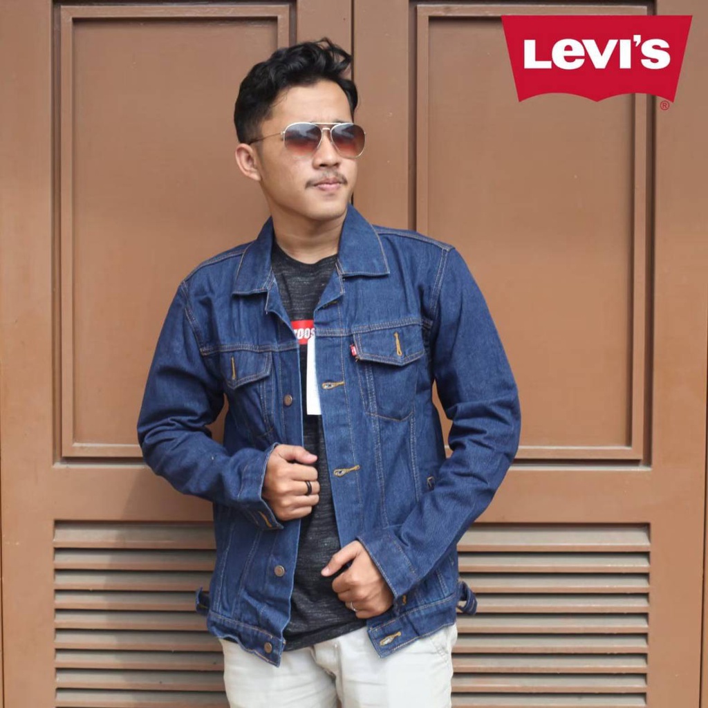 JAKET JEANS CASUAL HITAM PRIA STANDAR