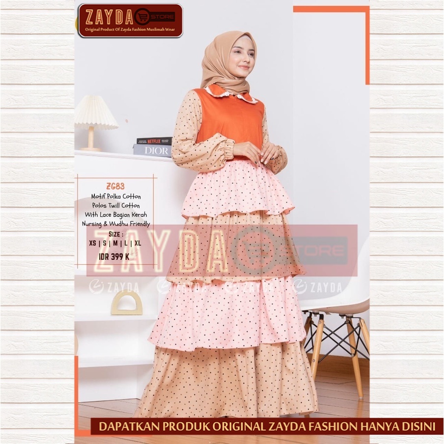 Gamis Remaja Terbaru Gamis Zayda Fashion Gamis Wanita Katun Original ZG83 Orange