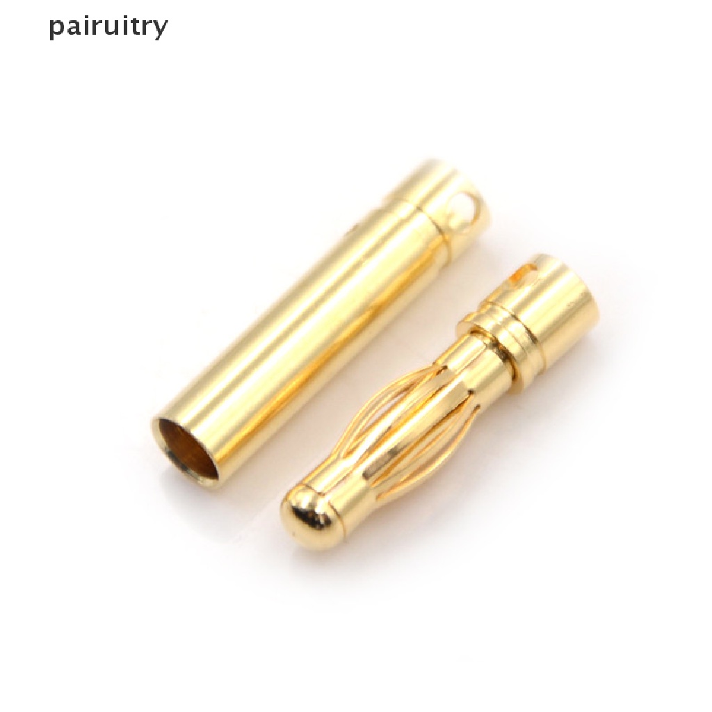 Prt 10 Pasang Konektor Banana Plug 4.0mm 4mm Lapis Emas Untuk RC PRT