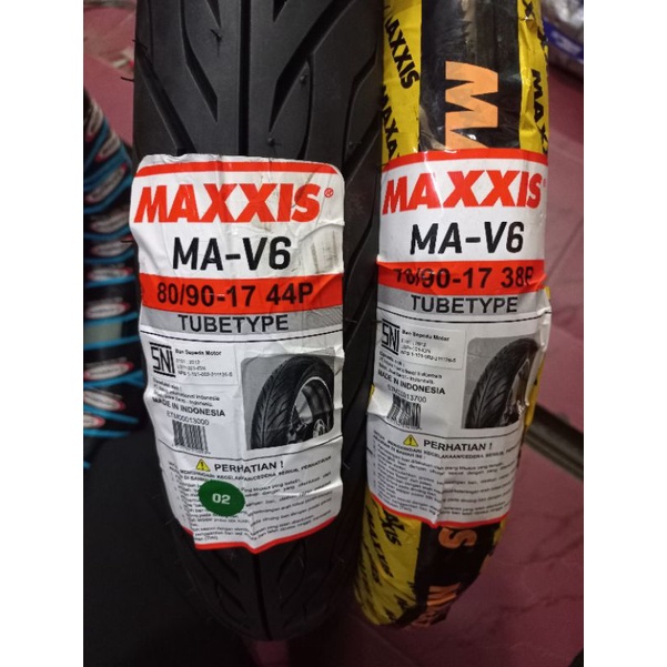 Sepasang Maxxis MA-V6 70/90-17 &amp; 80/90-17 tubetype non tubles pakai ban dalam Supra X 125 Revo Jupiter Satria FU Sonic Bebek V6