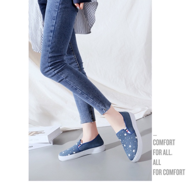 Sepatu Wanita Cewek Comfort Canvas Jean Star Women Flat Shoes SP020