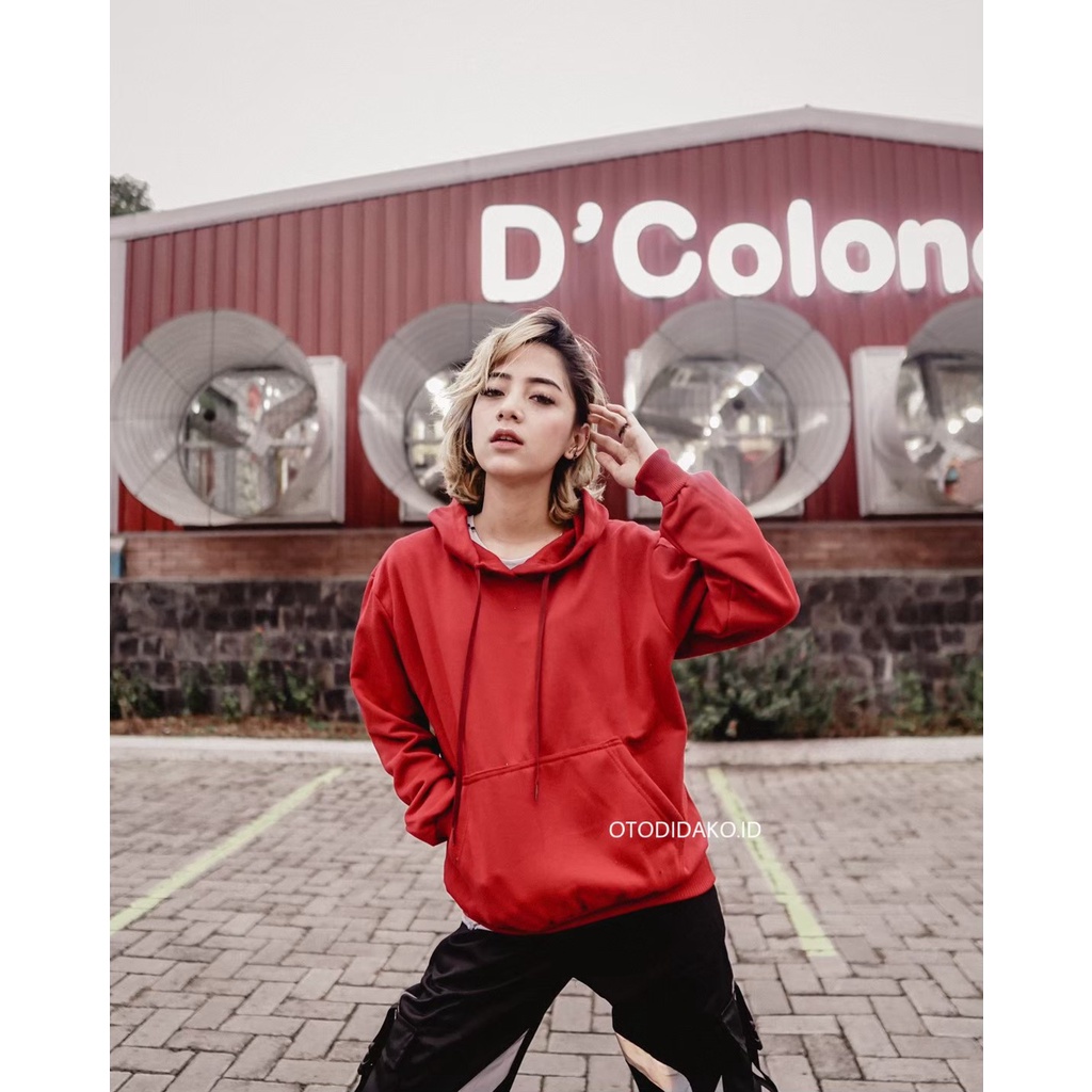 SWEATERHOODIE -  HOODIE JUMPER POLOS SIZE M-XXL (PRIA & WANITA) TERLARIS-MAROON