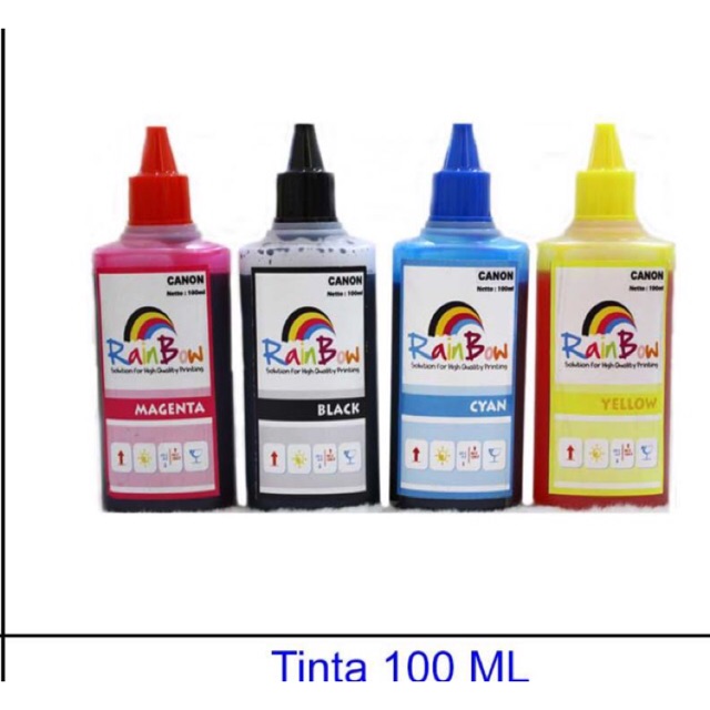 TINTA REFILL PRINTER CANON EPSON 100ML BOTOL RUNCING HARGA PER WARNA RAINBOW