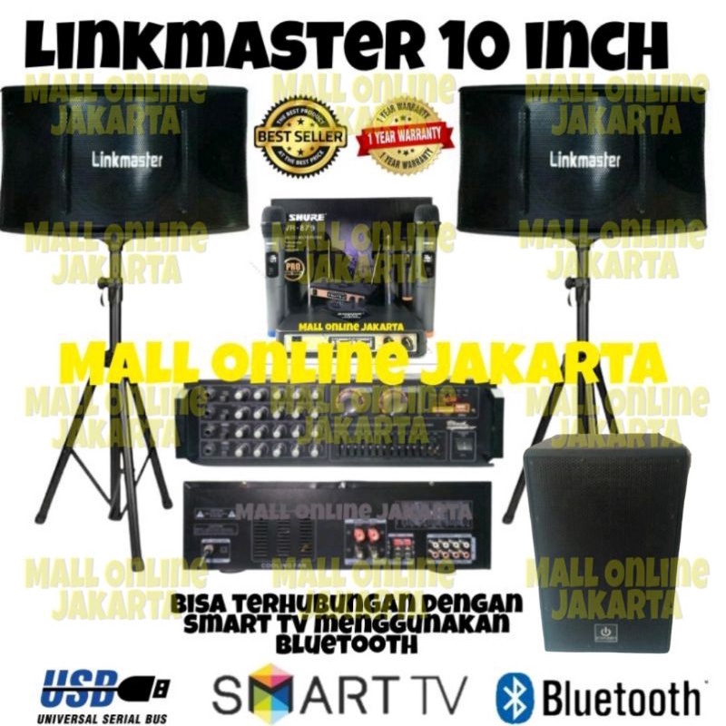 Paket karaoke Linkmaster 10 inch Subwoofer 12 inch crimson