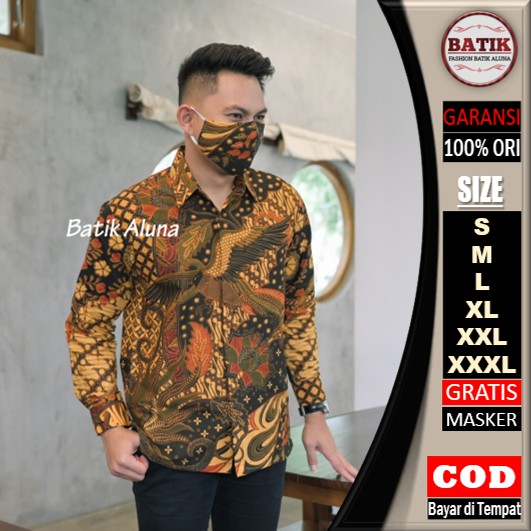 Batik Pria Lengan Panjang Furing Modern Premium Original Kemeja Batik Pria Baju Batik Pria Lengan Panjang Modern Slim Fit  FASHION BATIK ALUNA