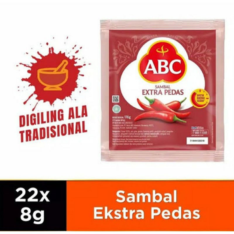 Sambal Abc Extra pedas sachet 8 gr x 22 pcs