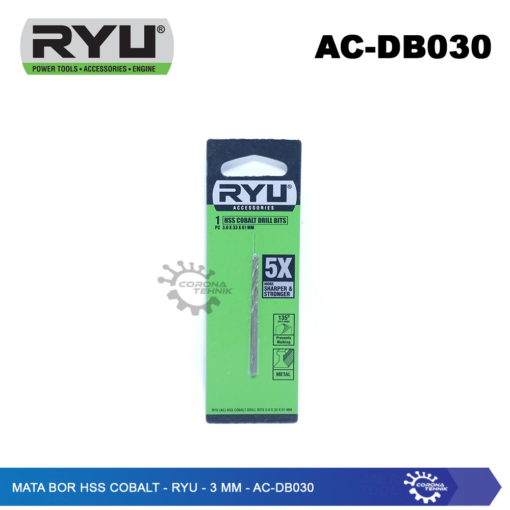 AC-DB030 - Mata Bor HSS Cobalt - RYU - 3 mm