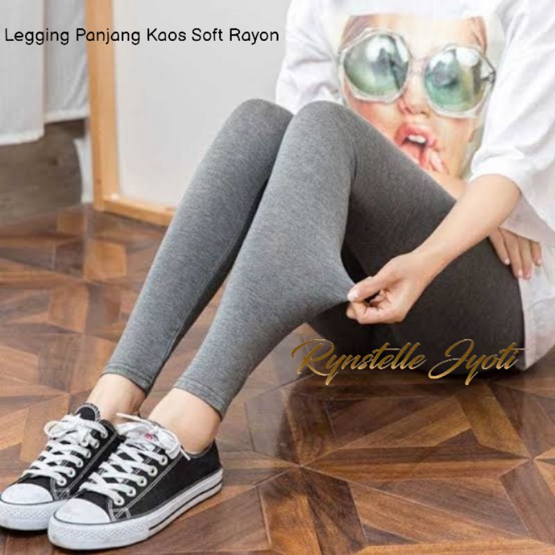 Legging Panjang Kaos soft Rayon Rynstelle uk.std, Jumbo dan Big Size /Celana Legging panjang kaos