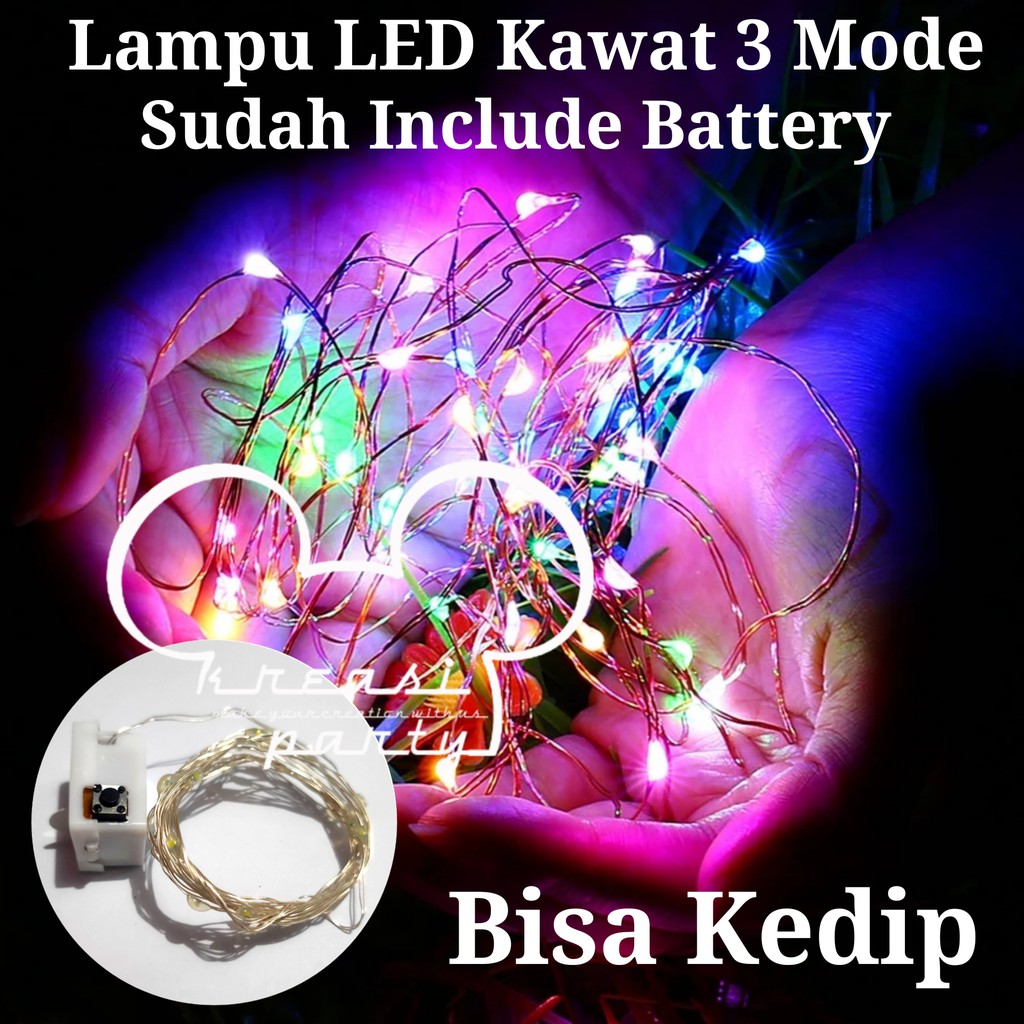 Lampu LED Natal Mix Color / Lampu Hias LED Baterai / Lampu Tumblr / Lampu Led Kawat