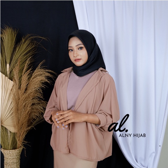Alny Hijab - CARDIGAN YOLA BATWING BASIC OUTER ATASAN WANITA-YOLA MOCCA