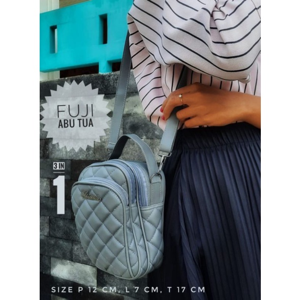 TAS SELEMPANG STYLISH MULTI FUNGSI 3 RUANG ZAMZAM FUJI 3IN1 BAG- - TAS MULTIFUNGSI BISA DI TENTENG/SELEMPANG/RANSEL