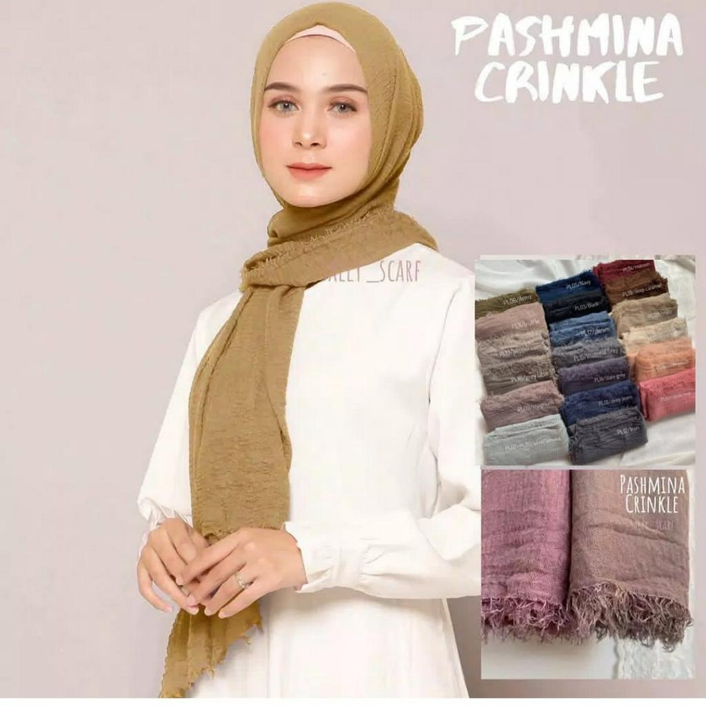 Pashmina Kusut Polos / Hijab Pashmina Crinkle Premium / Pashmina Lecek AFIFAH ID STORE