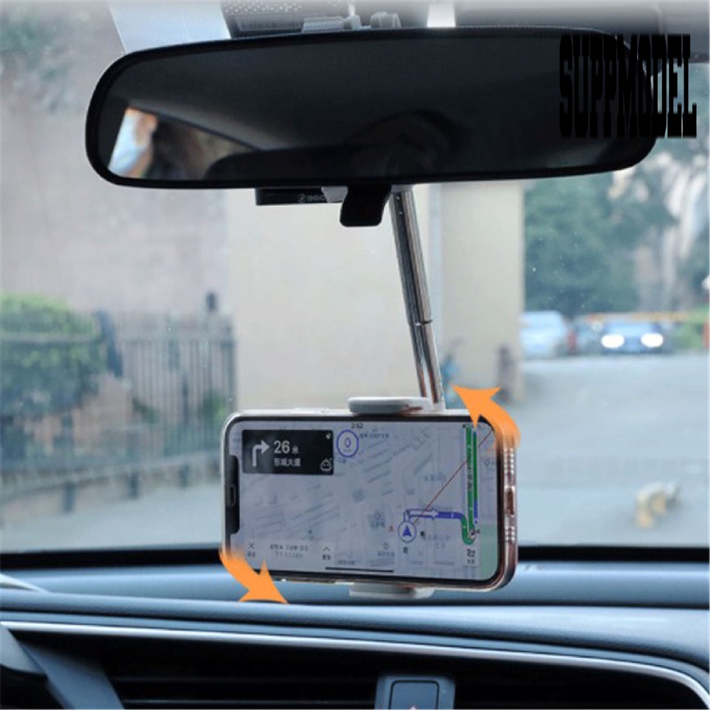 Stand Holder Handphone / Gps Rotasi 360 Derajat Untuk Kaca Spion Tengah Mobil