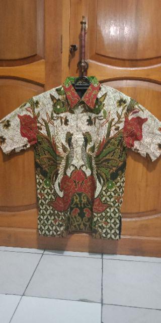 Kemeja Batik Peksi Kembar Merah Ori Ukail Batik Full Furing Batik Pria Lengan Pendek
