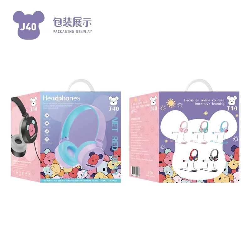 [ J-40 BEARBRICK ] HEADPHONE BANDO BEARBRICK SO CUTE /HEADSET MUSIC PHONE EXTRA BASS