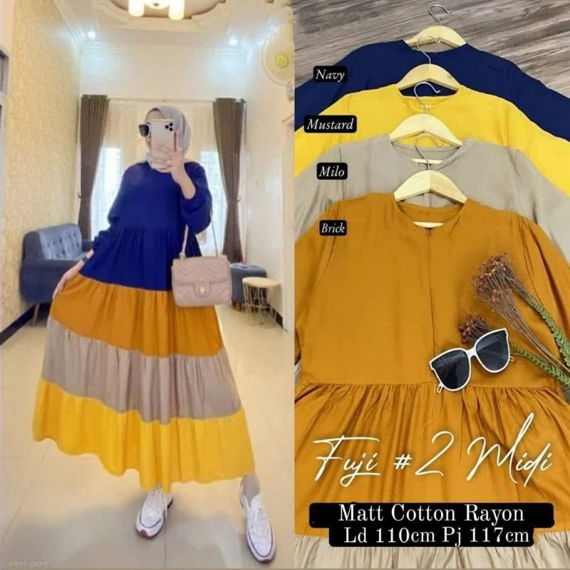 Fuji midi dress gamis muslim fashion remaja wanita