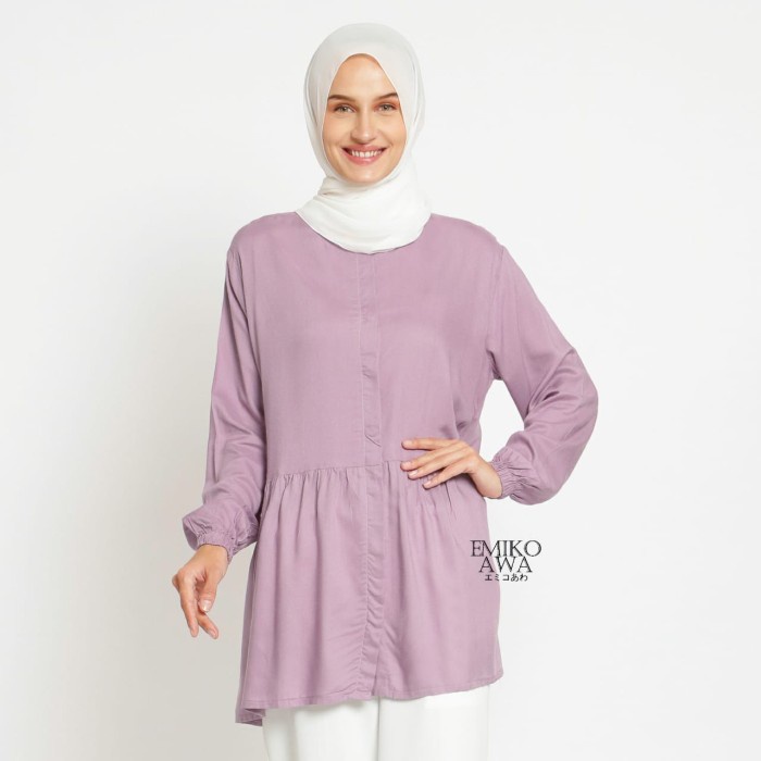 Tunik Wanita Pesta Terlaris Berkualitas Rempel Garis Cantik F8Y3 Katun Merk Salur Murah Kekinian Cor