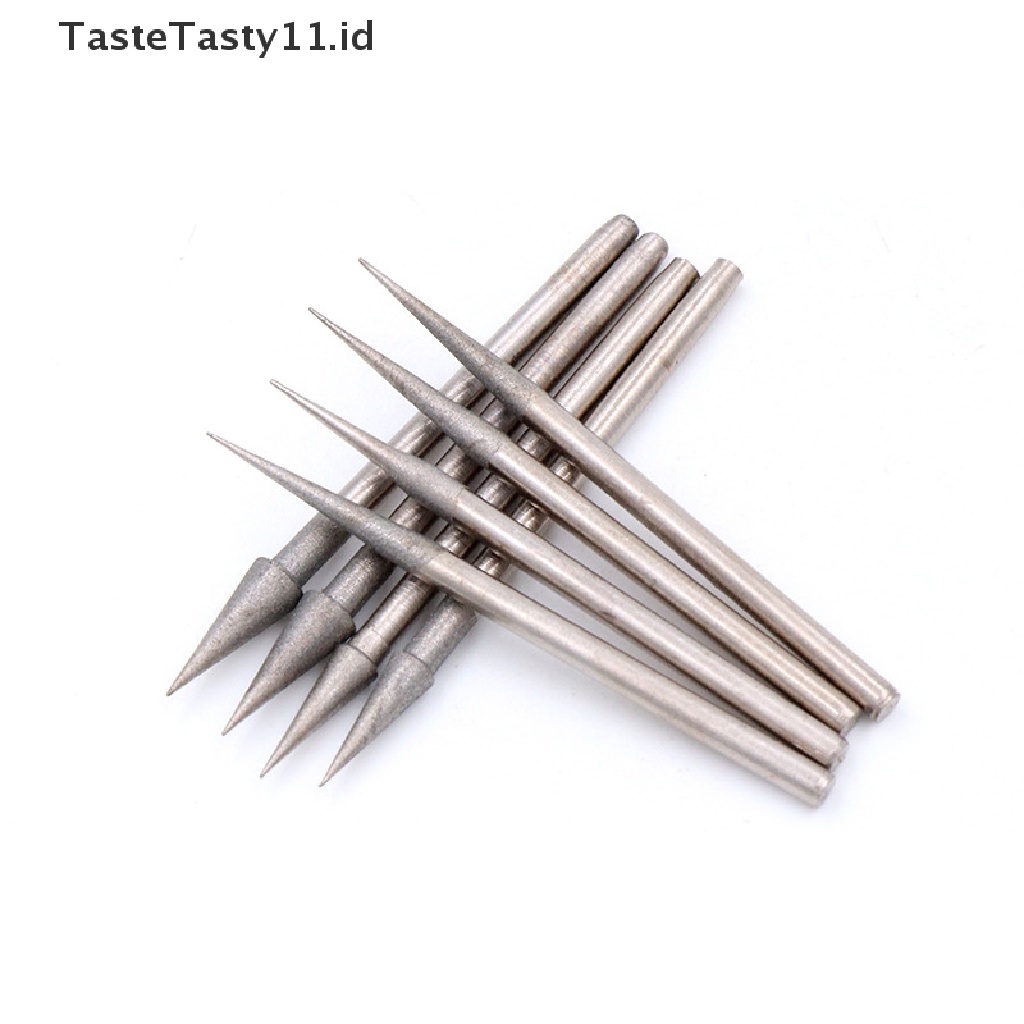 10pcs Mata Bor Diamond Burr Grinding Bit Point 2.35mm Shank 0.6mm - 4mm Untuk Kaca Batu Giok