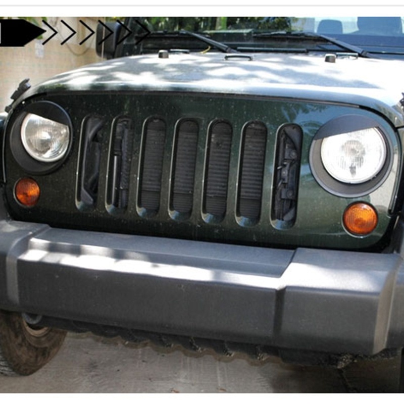 Cre 2pcs Bezel Cover Lampu Depan Mobil Bahan ABS Untuk Je-ep Wrangler 2007-2015