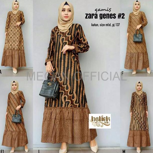 Dress Premium Wanita Gamis Zara Genes Sogan Dress Batik Modern Long D
