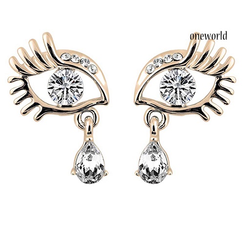 OW@ Women's Crystal Rhinestone Eye Tear Pendant Eyelash Earrings Eardrop Jewelry