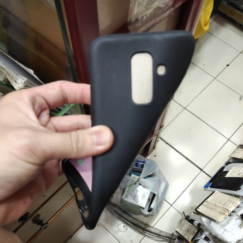 SAMSUNG A6 PLUS / A6+ softcase silikon karet hitam mantul murah meriah