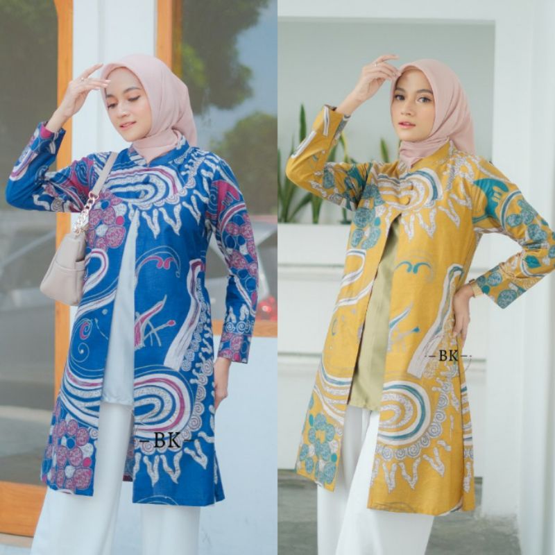 Batik Alina Tunik Batik Baju Batik Wanita Modern Atasan Batik Kerja Wanita Blouse Batik Kantor Seragam M L XL XXL