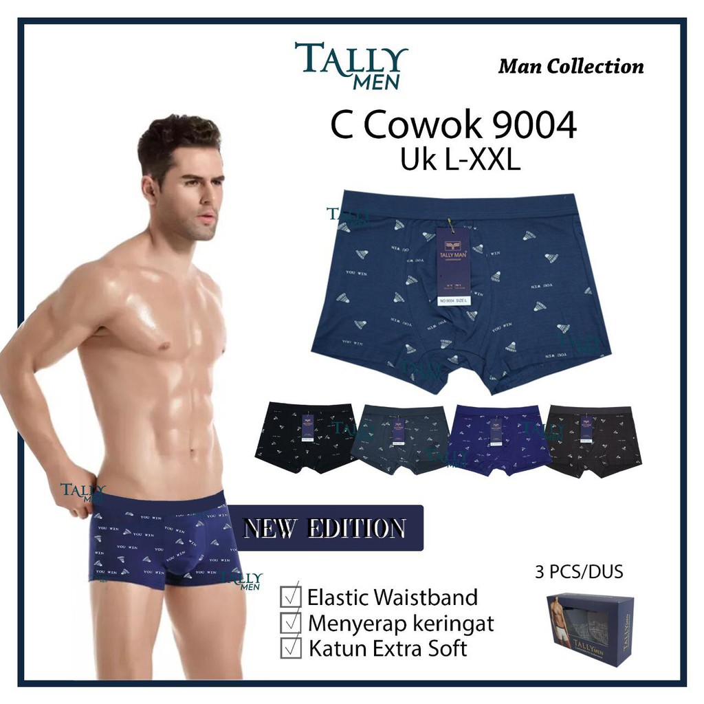 TALLY CD CELANA DALAM BOXER COWOK PRIA 9004 (HARGA PER PCS) I SIZE M -XXL I BAHAN KATUN