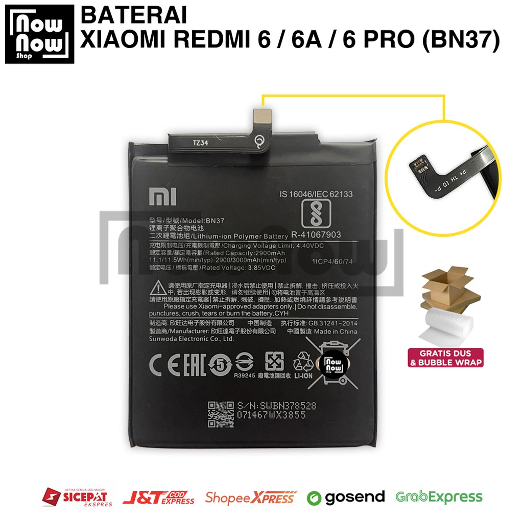 Baterai Xiaomi Redmi 6 / 6A / 6 PRO BN37 BN 37 Original Batre Batrai Battery HP