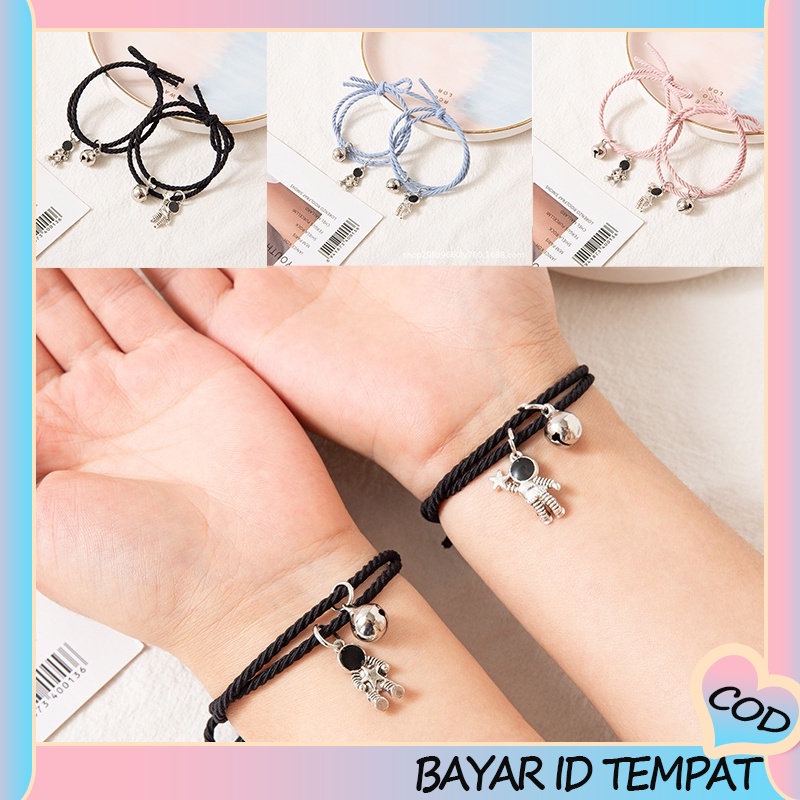 【A.one❤️COD】2 Pcs Sepasang Gelang Tali Karet  Desain Astronot Untuk Pria Dan Wanita Gelang/1 Pasang Gelang