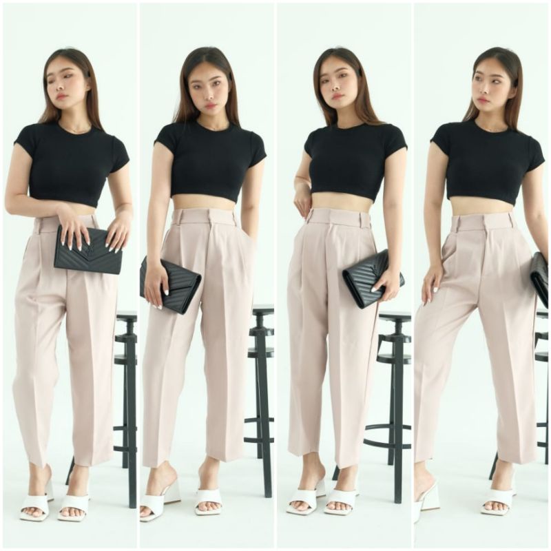 ⚡️CLEARANCE SALE ♡ PREMIUM ♡ ORIGINAL ! STEVIE HIGHWAIST STRIPE TEXTURED MIDI EDITOR  PANTS