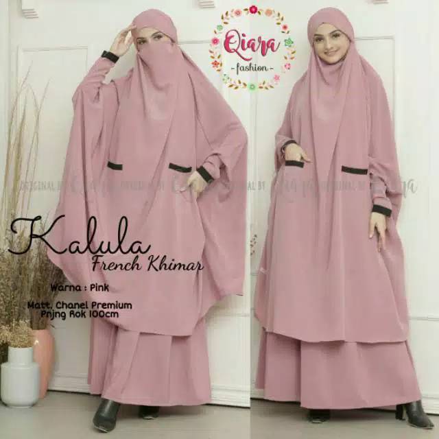 Kalula french Khimar ori Qiara pink
