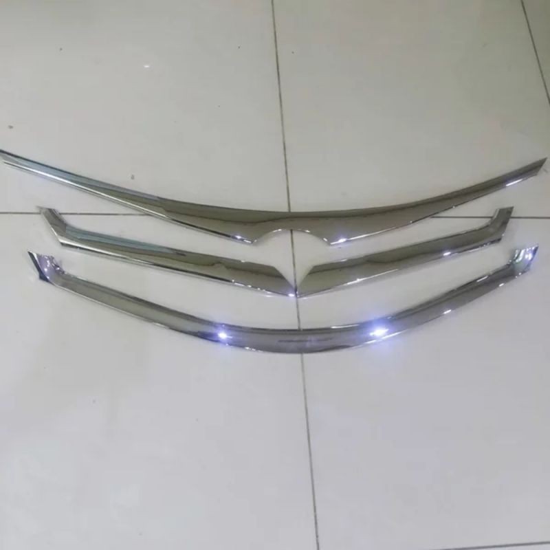 Lis list grill GRILLE depan BUMPER TOYOTA All new Avanza /  Xenia 2012 2013 2014 2015 1.3 atas tengah bawah KOMPLIT CHROME crome tempel