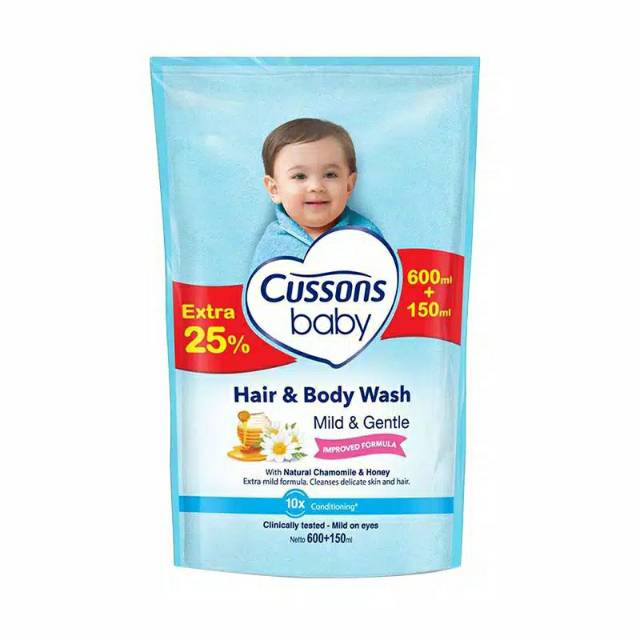 Cussons Cusson Baby Bath Mild Gentle Hair and Body Wash Reffil 600ml + 150ml