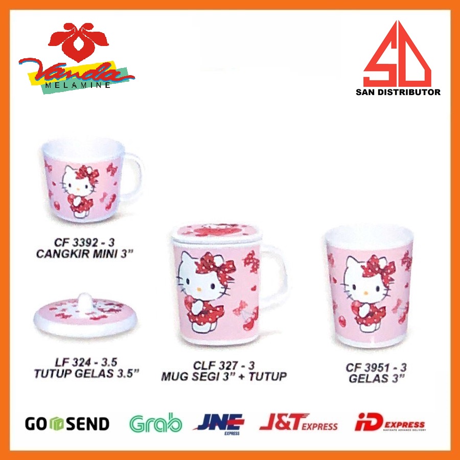 12 pcs PIRING MANGKOK BABY BAYI GELAS ANAK VANDA MASPION HELLO KITTY