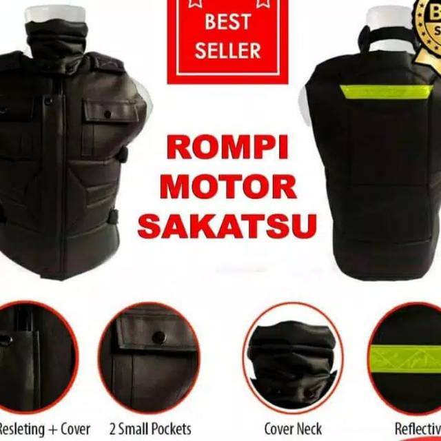 Rompi Motor SAKATSU HITAM Pelindung Dada Waterproof Anti Air Tebal UNIVERSAL