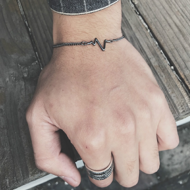 Gelang Tangan Rantai Aksen Detak Jantung ECG Untuk Perhiasan Pria / Wanita