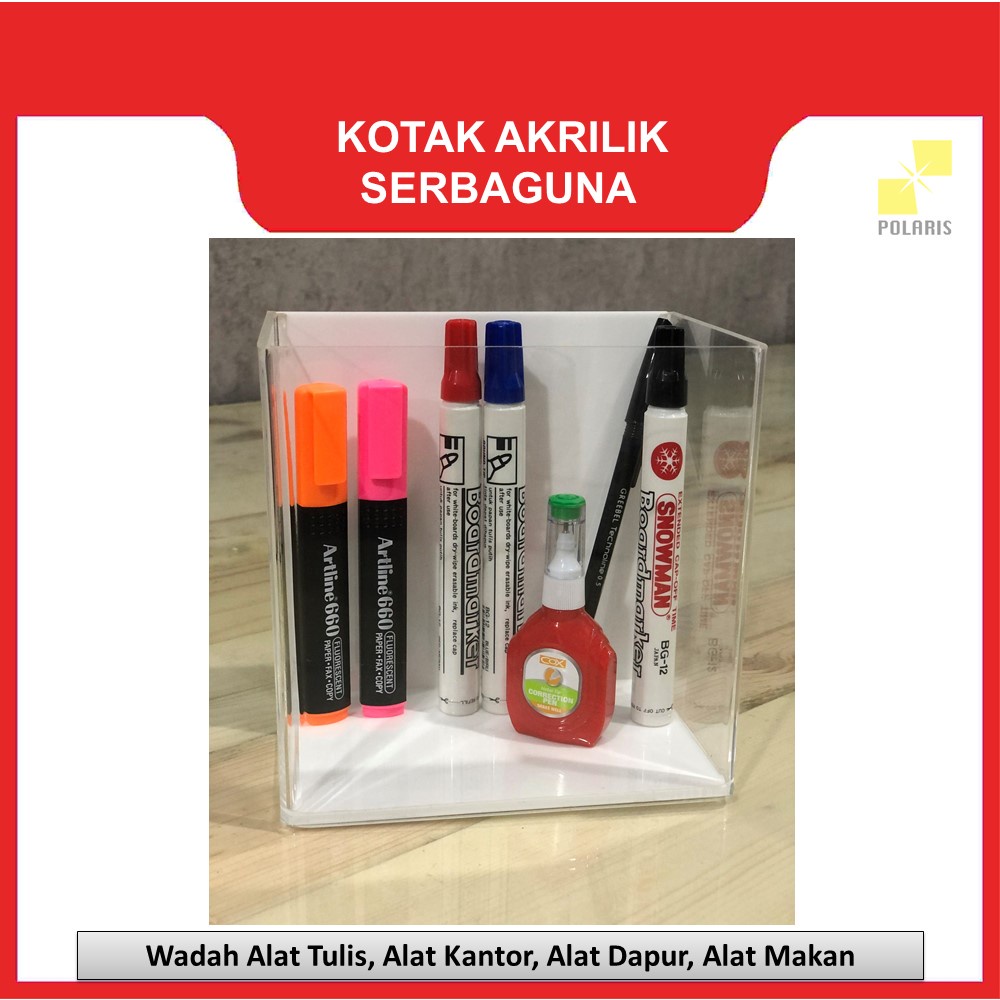 KOTAK AKRILIK-BOX AKRILIK-BOX ACRYLIC SERBAGUNA-KOTAK ALAT TULIS-WADAH ALAT KANTOR-WADAH ALAT DAPUR-WADAH ALAT MAKAN 151015